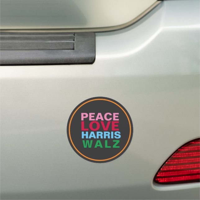 PEACE LOVE HARRIS WALZ Pink Red Blue Yard Car Magnet (In Situ)