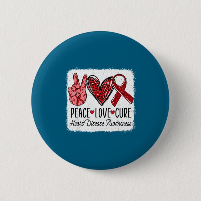 Peace Love Heart Disease Awareness Chd Suprt Wear  Button (Front)