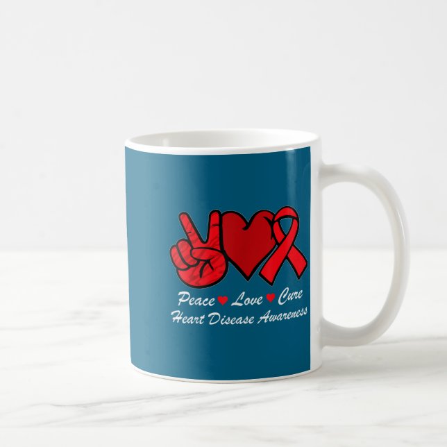 Peace Love Heart Disease Awareness Chd Suprt Wear  Coffee Mug (Right)