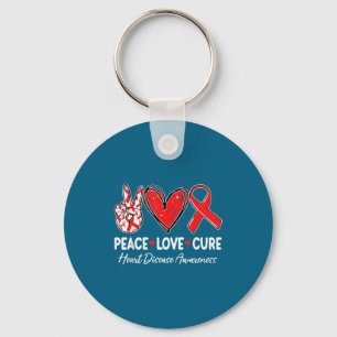 Peace Love Heart Health Heart Disease Awareness Ch Keychain