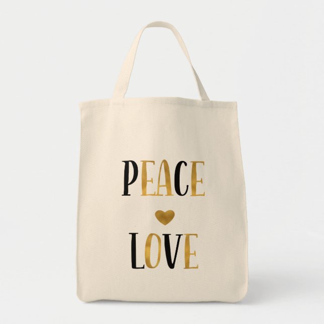 Peace Love Heart Tote Bag (Front)