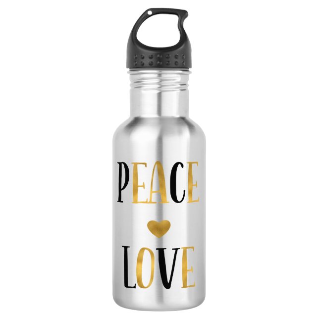 Peace Love Heart Water Bottle (Front)