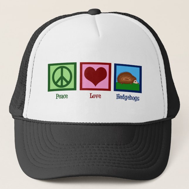Peace Love Hedgehogs Trucker Hat (Front)