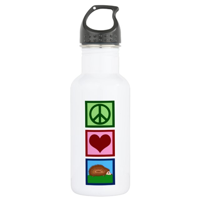 Peace Love Hedgehogs Water Bottle (Front)