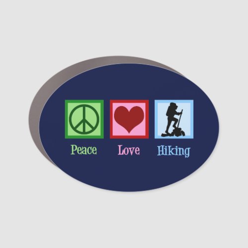 Peace Love Hiking Car Magnet