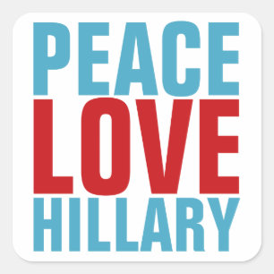 Peace Love Hillary Square Sticker