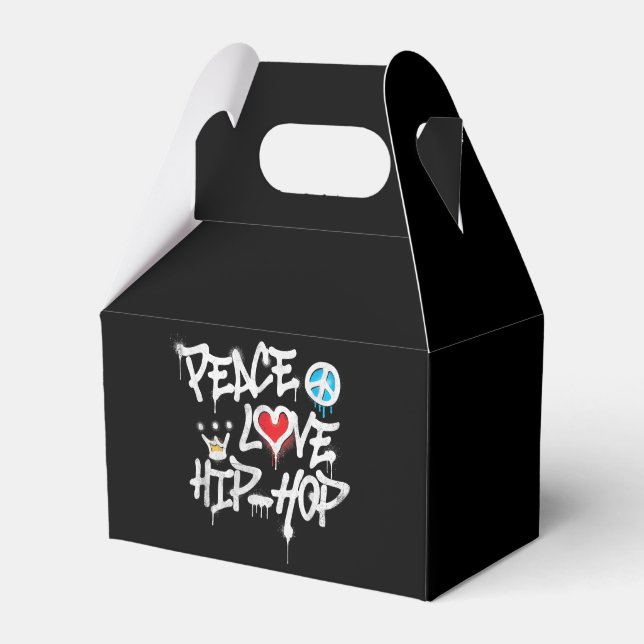 Peace Love Hip Hop Dancing Favor Boxes (Front Side)
