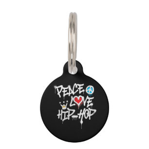 Peace Love Hip Hop Dancing Pet ID Tag