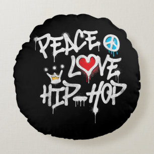 Peace Love Hip Hop Dancing Round Pillow