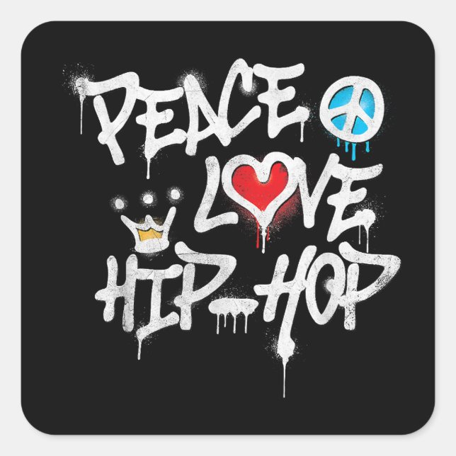 Peace Love Hip Hop Dancing Square Sticker (Front)