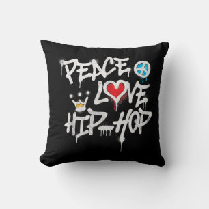 Peace Love Hip Hop Dancing Throw Pillow