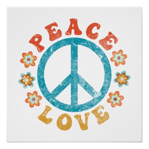 Peace  Love _ Hippie Peace Sign With Flowers 