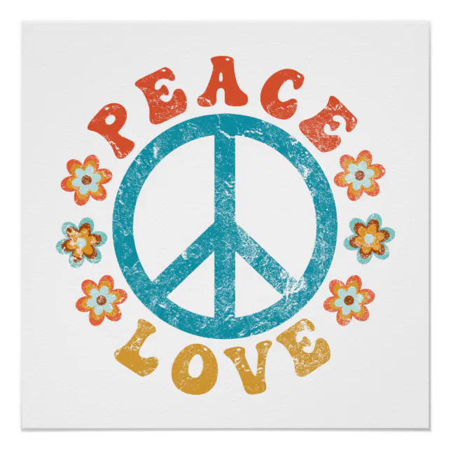 Peace & Love - Hippie Peace Sign With Flowers | Zazzle