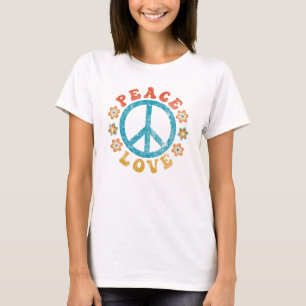 Peace & Love - Hippie Peace Sign With Flowers T-Shirt