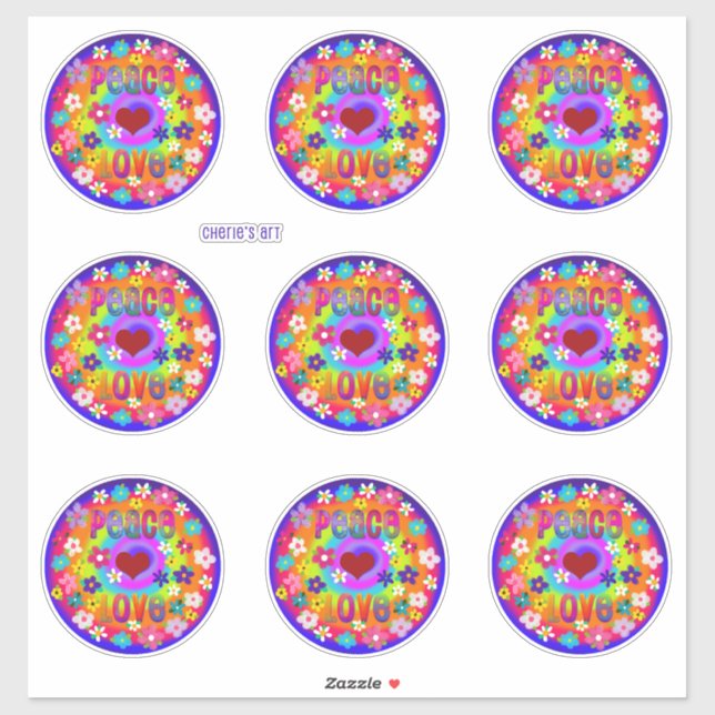 Peace Love Hippie Style Flowers So Cute Sticker (Sheet)