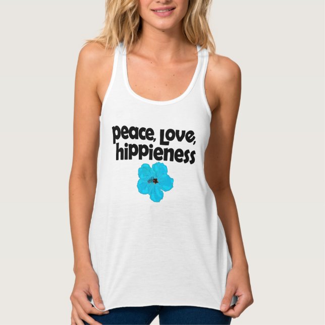 Peace Love HiPPieness Blue Hibiscus Tank Top (Front)