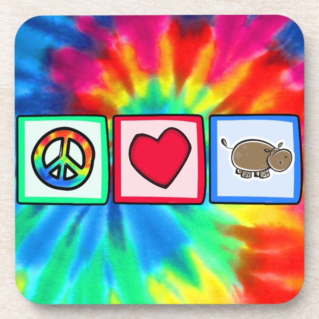 Peace, Love, Hippos Beverage Coaster (Front)