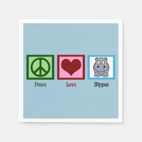 Peace Love Hippos Cute Hippo Birthday Party Napkins