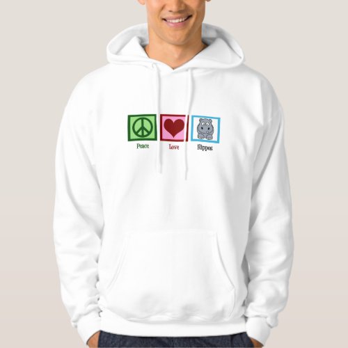 Peace Love Hippos Cute Hippo Mascot Hoodie