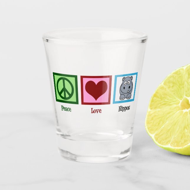 Peace Love Hippos Shot Glass (Front)