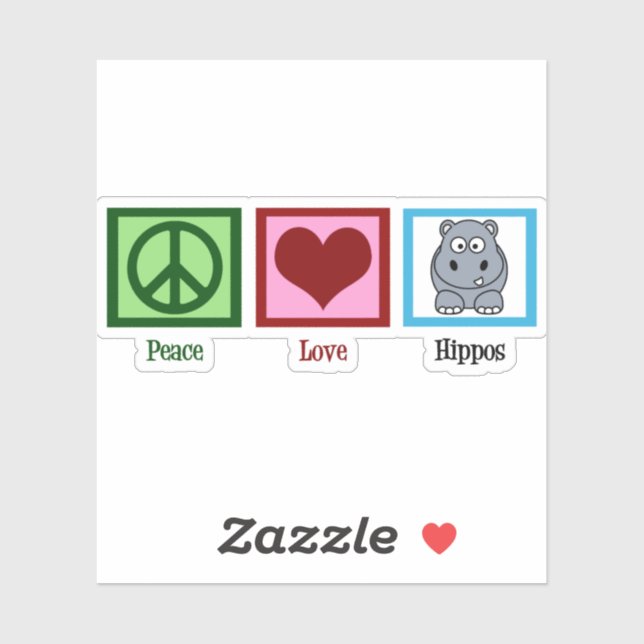 Peace Love Hippos Sticker (Sheet)