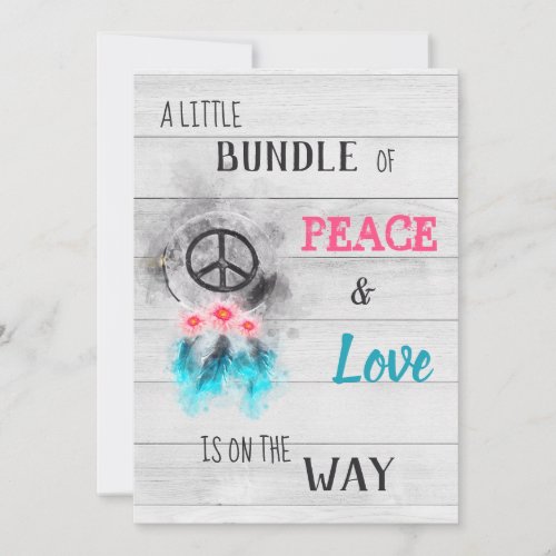 *~* Peace &amp; Love Hippy Neutral Rustic Baby Shower Invitation