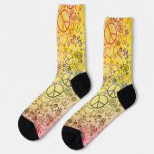 Peace Love Hippy Symbol Design Socks (Left)
