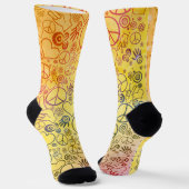 Peace Love Hippy Symbol Design Socks (Angled)