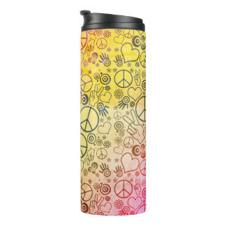 Peace Love Hippy Symbol Design Thermal Tumbler