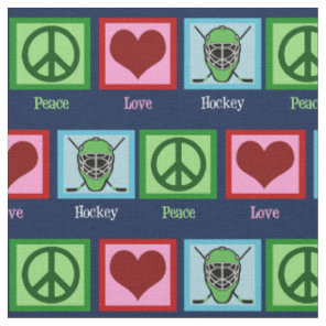 Peace Love Hockey Christmas Fabric