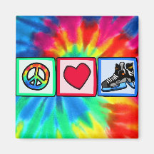 Peace, Love, Hockey Fridge Magnet