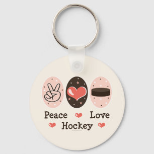 Peace Love Hockey Key Chain
