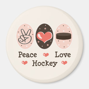 Peace Love Hockey Magnet