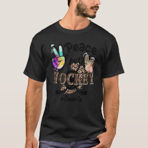 Peace Love Hockey Oma Life Mom Grandma Leopard T-Shirt