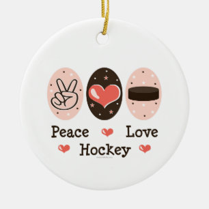 Peace Love Hockey Ornament