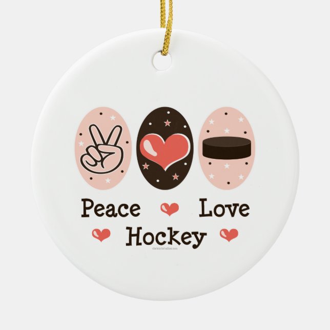 Peace Love Hockey Ornament (Front)