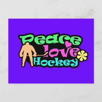 Peace  Love  Hockey; Retro Postcard by SportsWare at Zazzle