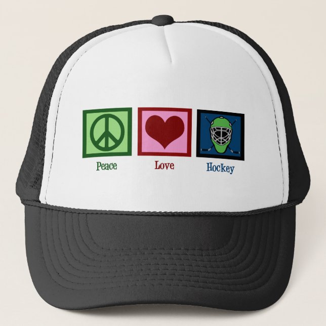 Peace Love Hockey Trucker Hat (Front)