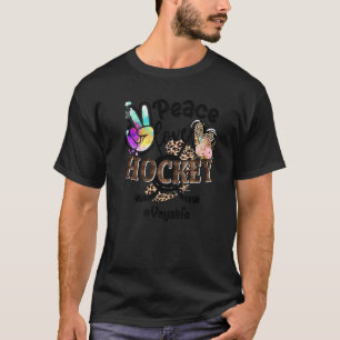 Peace Love Hockey Yaya Life Mom Grandma Leopard T-Shirt