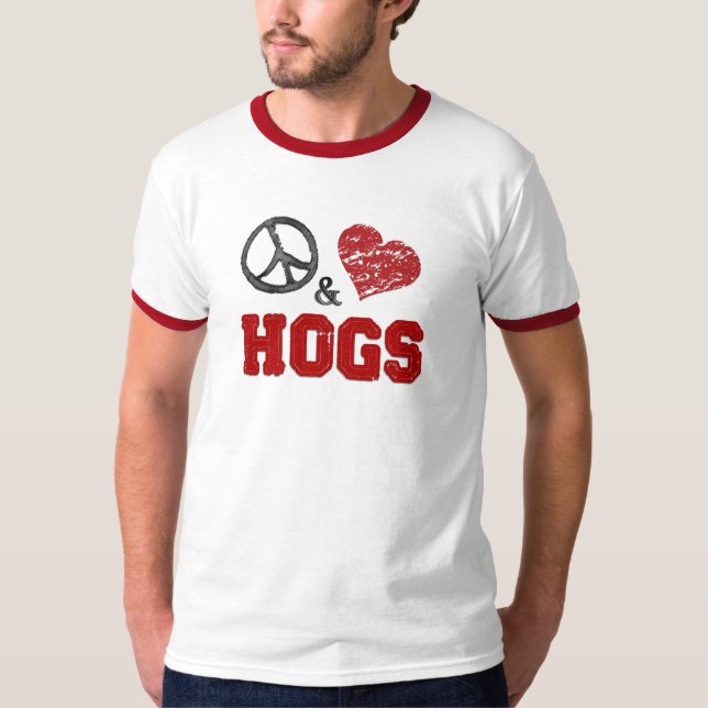 Peace, Love & Hogs T-Shirt (Front)
