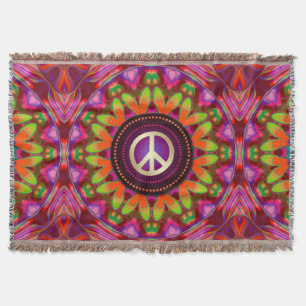 Peace & Love Homely Hippie Throw Blanket