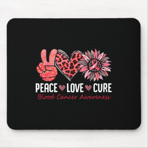 Peace Love Hope Blood Cancer Awareness  Red Ribbon Mouse Pad
