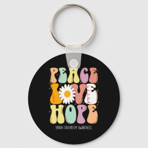 Peace Love Hope Brain Aneurysm Awareness Gift Keychain
