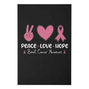 Peace Love Hope Breast Cancer Awareness Survivor Faux Canvas Print