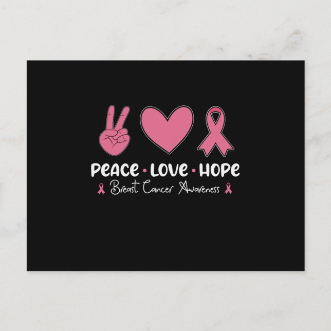 Peace Love Hope Breast Cancer Awareness Survivor Postcard (Front)