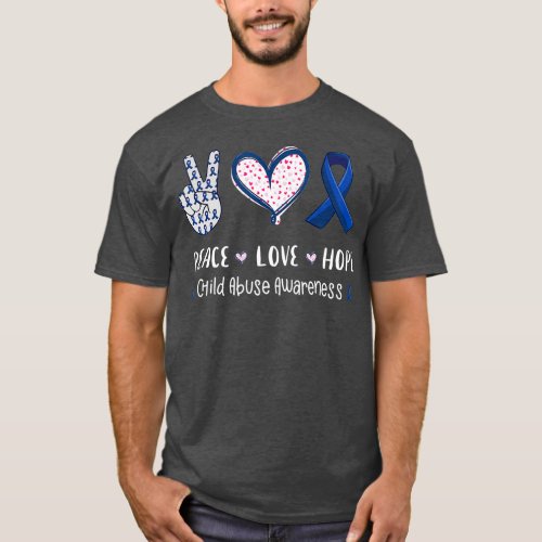 Peace Love hope child abuse awareness ribbon men T_Shirt