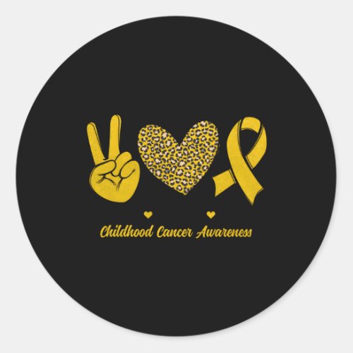 Peace Love Hope Childhood Cancer Awareness Month Classic Round Sticker