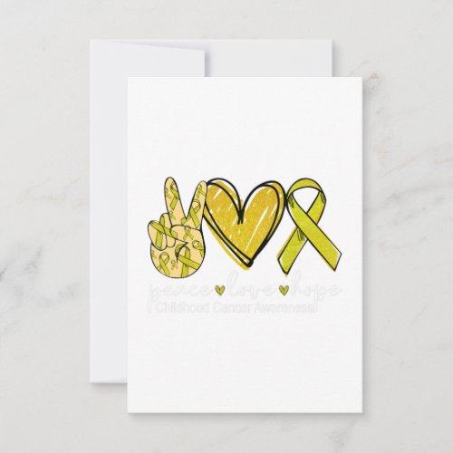 Peace Love Hope Childhood Cancer Awareness Yellow Thank You Card