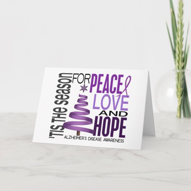 Peace Love Hope Christmas Alzheimer's Disease Holiday Card (Front)