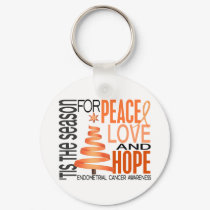 Peace Love Hope Christmas Endometrial Cancer Keychain